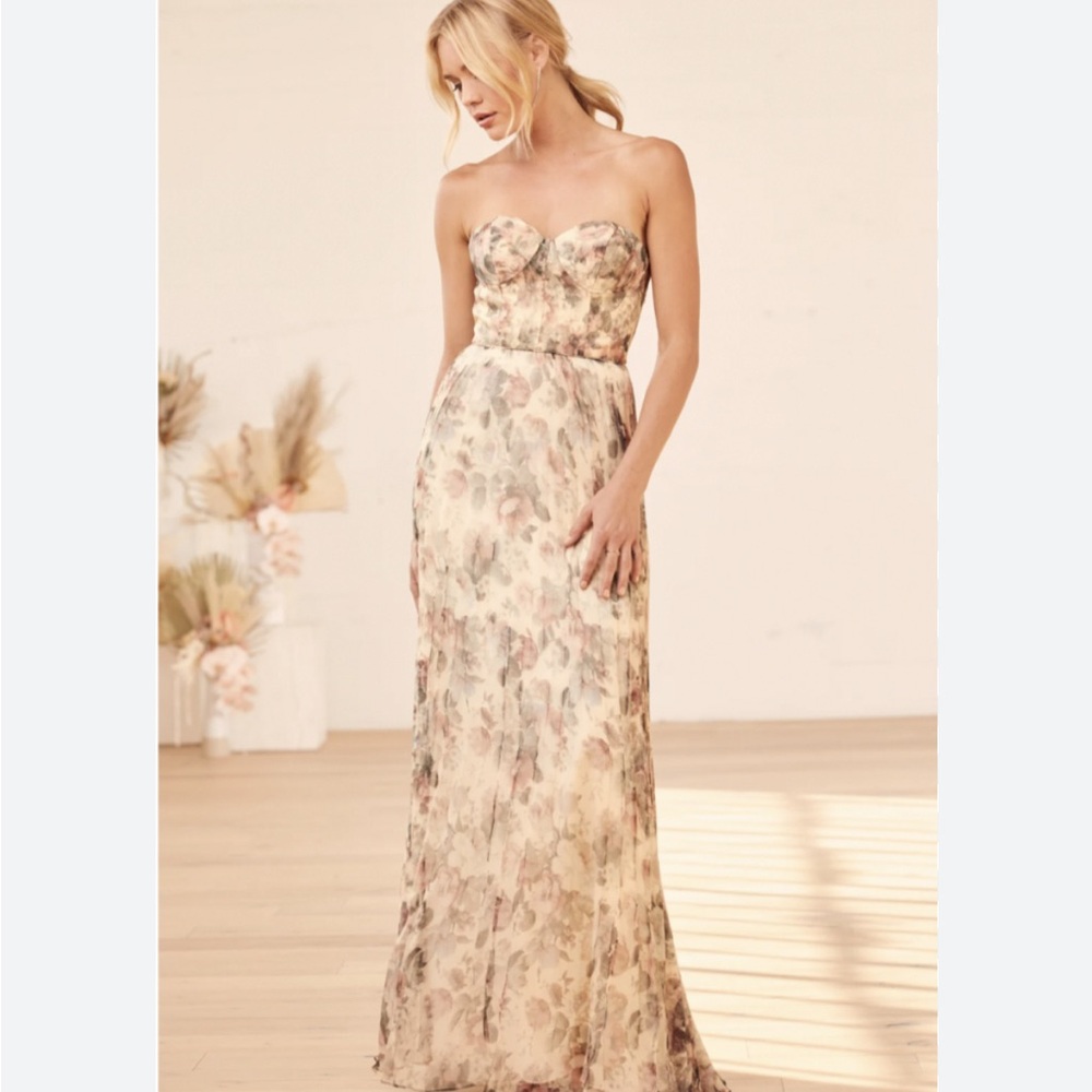 Lulus Pink Multi Floral Print Organza Maxi Dress